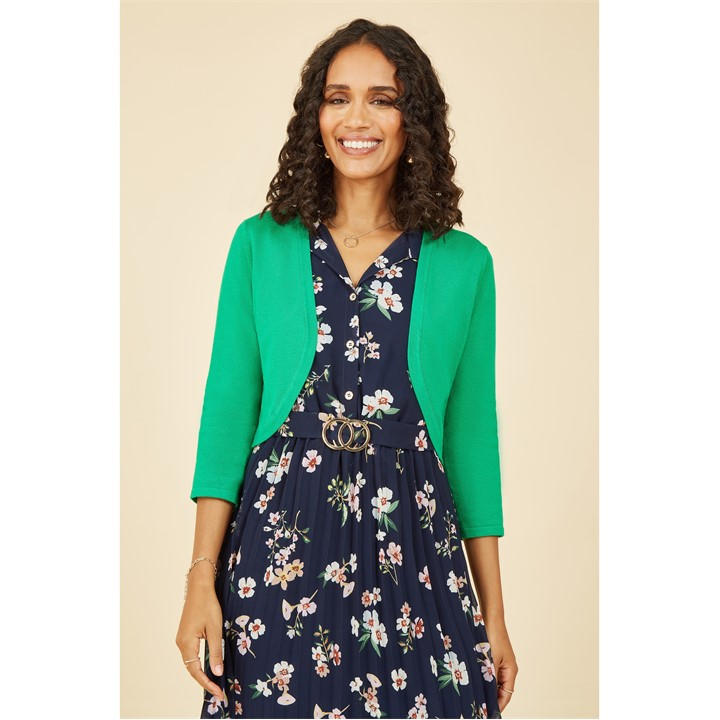 Yumi Knitted Curve Bolero Green Small