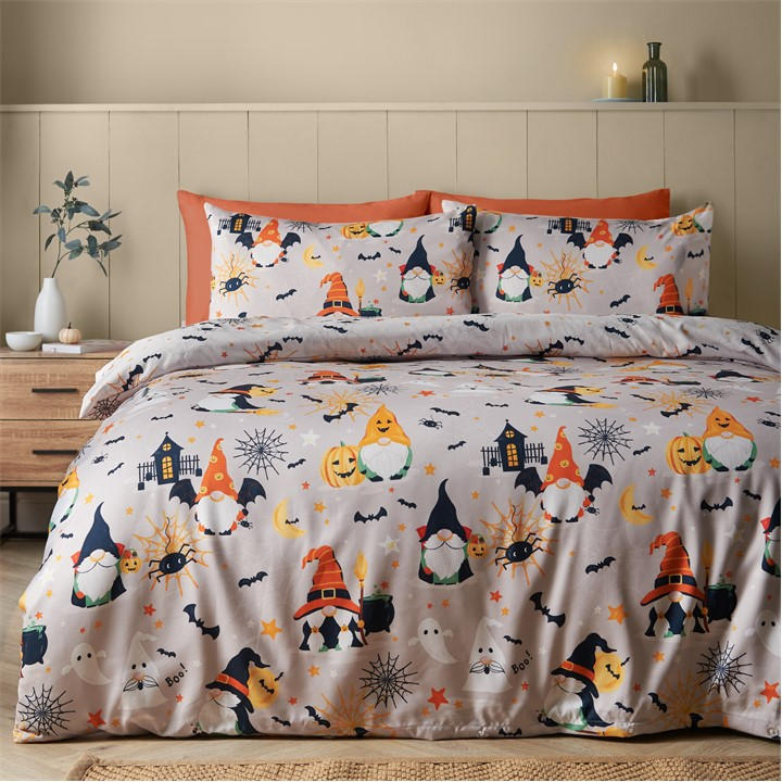 Catherine Lansfield Halloween Gonks Duvet Cover Set in Natural | Size: Double - Image 6