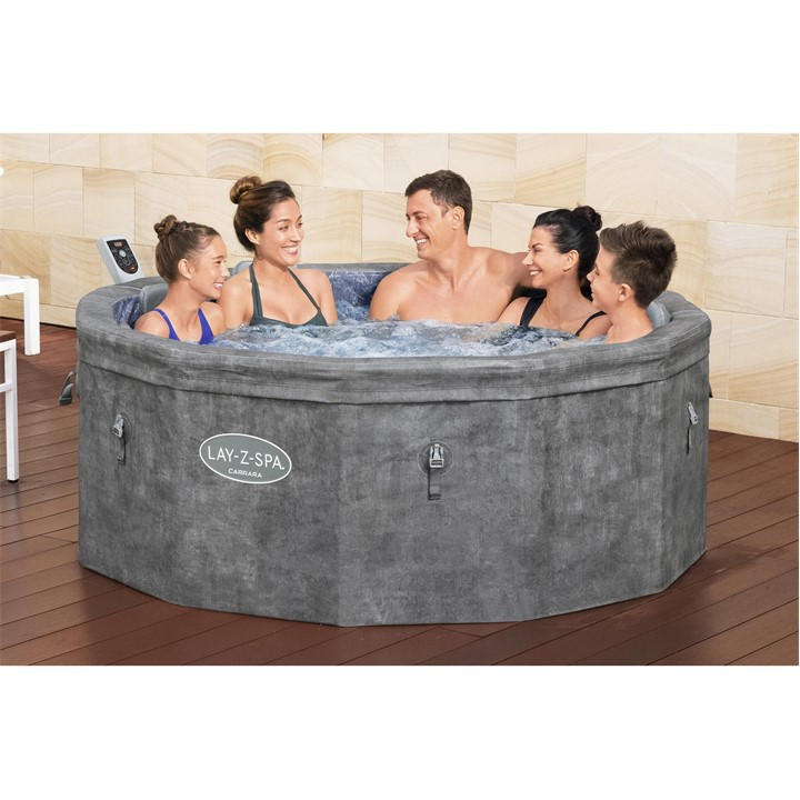Lay-Z-Spa Carrara 6 Person Portable Hot Tub - Grey ThermaCore AirJet Spa - Image 5