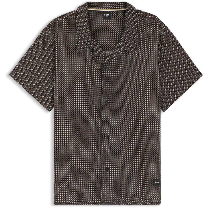 Boss Mens BOSS Bodywear Beach Patterned Short Sleeve Shirt - Black 005 - Size 2XL - Image 2