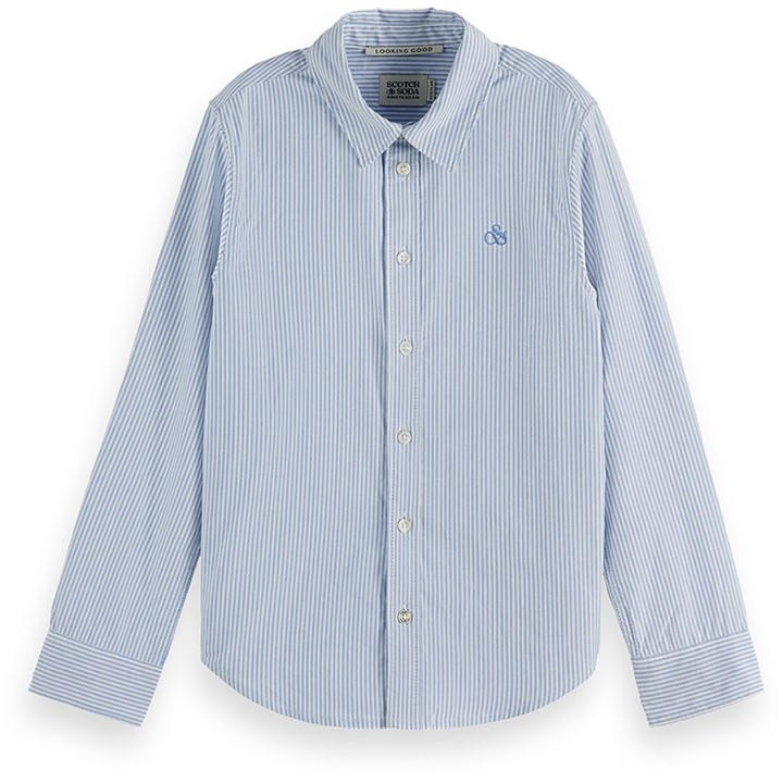 Scotch And Soda Kids' Long Sleeve Oxford Shirt Blue Size 14 Years