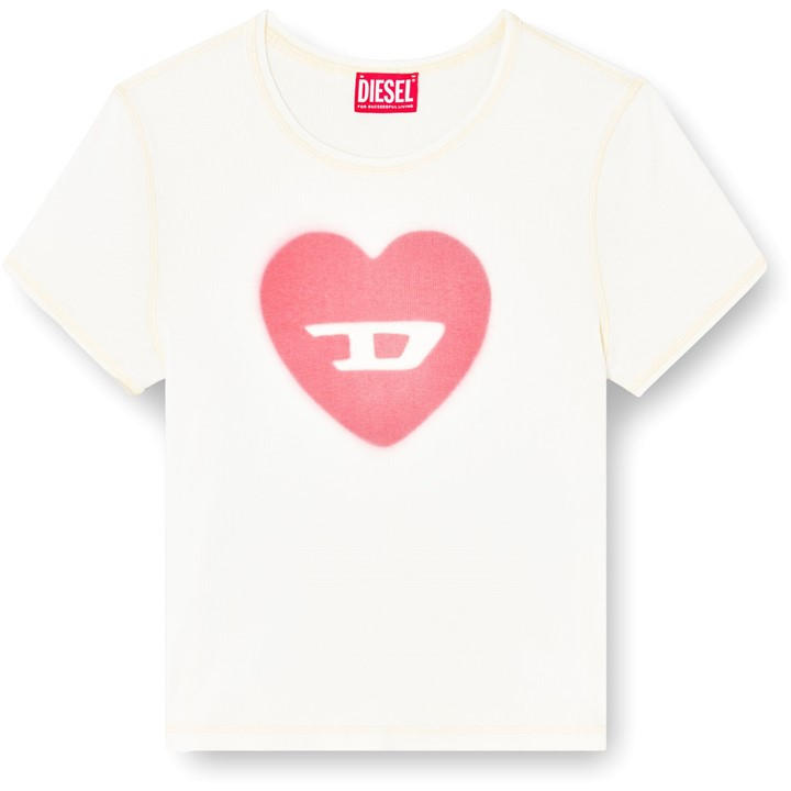Diesel Women's T-Ele Cotton Slim-Fit Cropped T-Shirt White Size 6