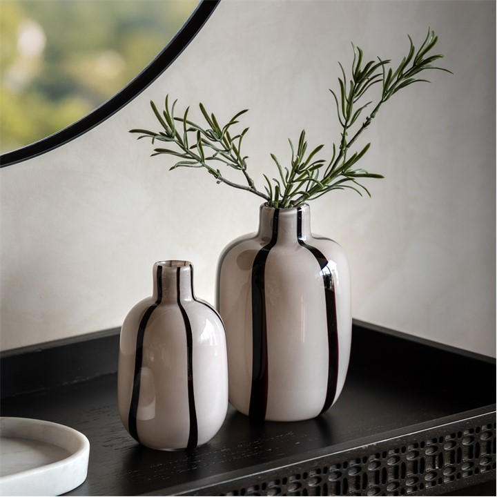 Gallery Linea Stripe Glass Vase Monochrome S/2 Cream