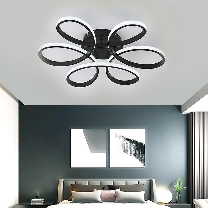 Kabinet Uk Petal Semi-Flush Led Ceiling Light 58Cm Black