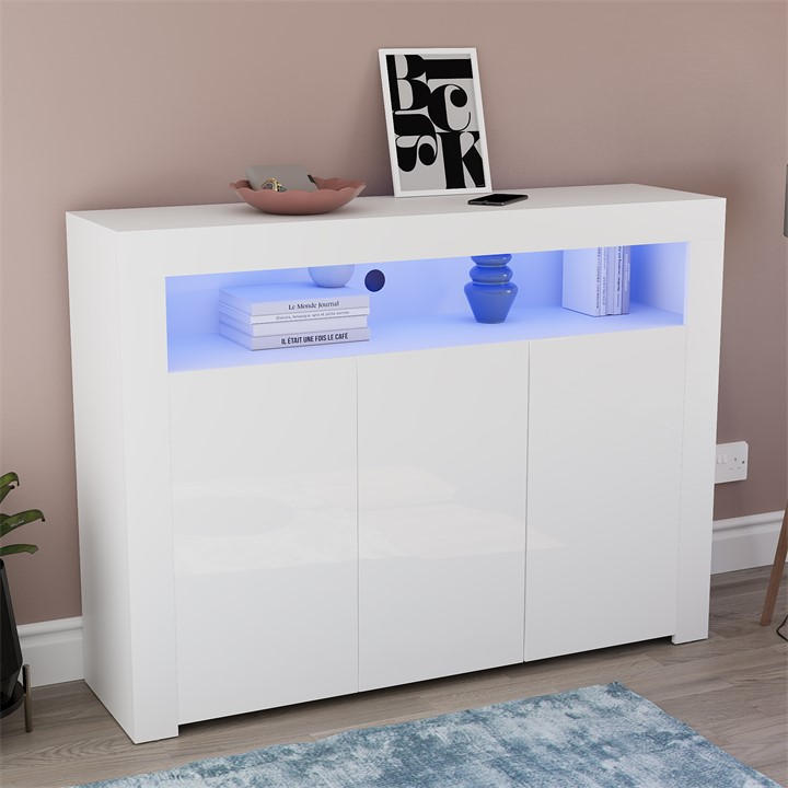 Photos - Storage Сabinet Lassic Vida Designs Nova 3 Door Multi LED Sideboard 3 Door White